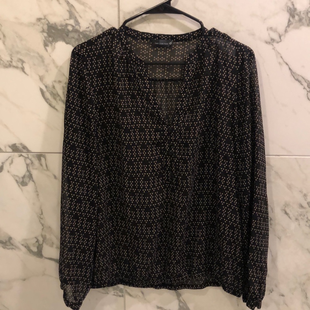 The Limited black and cream sheer blouse